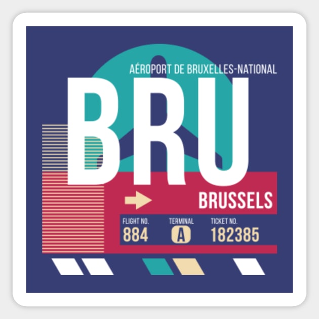 Brussels (BRU) Airport Code Baggage Tag E Sticker by SLAG_Creative